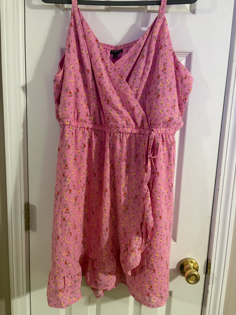 Torrid  Pink Floral Wrap-Front Sundress/Skort with Ruffle Hem